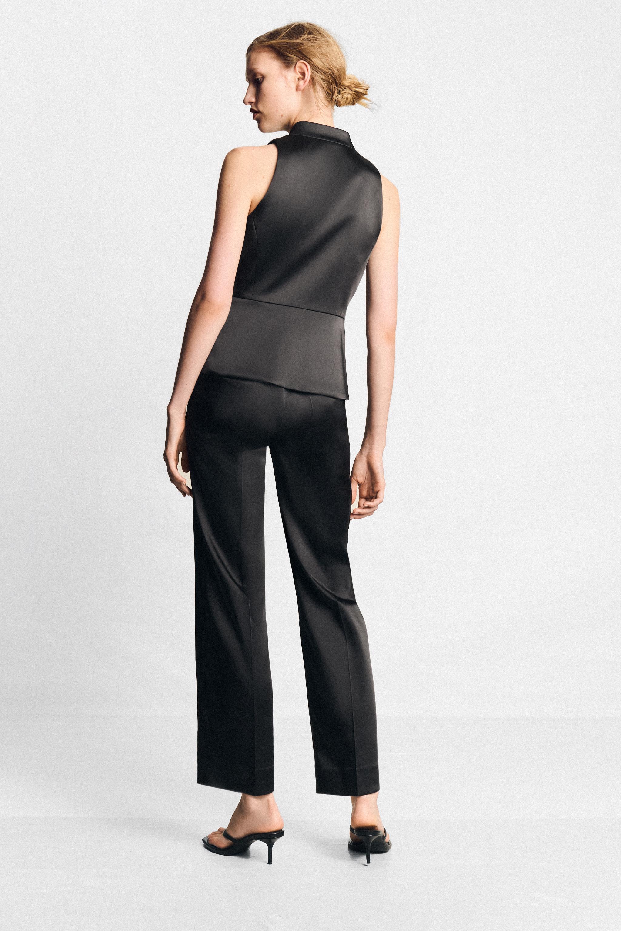STRAIGHT-LEG SATIN PANTS